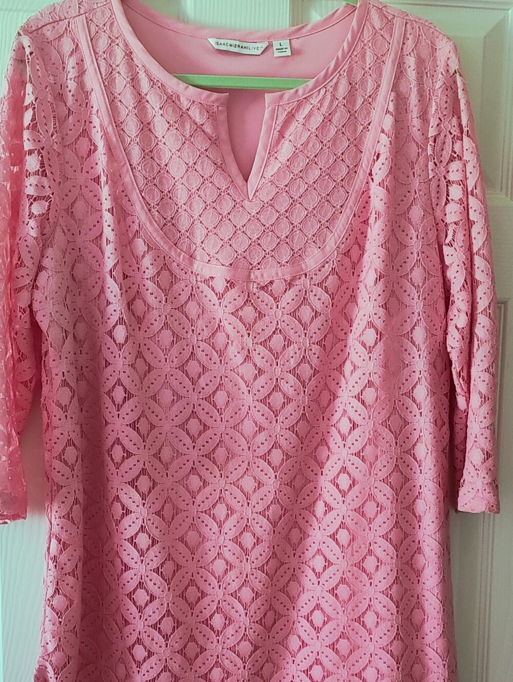 Isaac Mizrahi Women's Pink Lace Tunic Top
